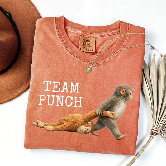 Team Punch Monkey Graphic T-Shirt, Emotional Animal Tee — Comfort Colors®