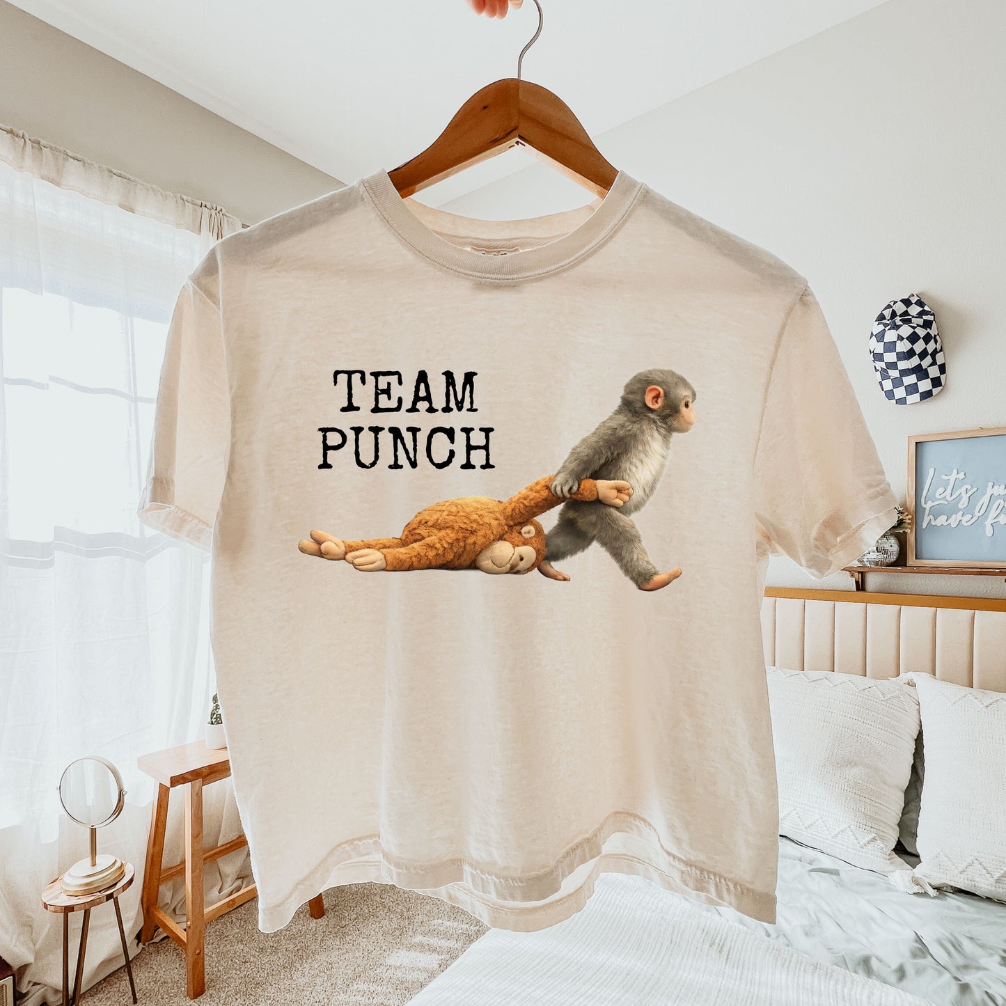 Team Punch Monkey Crop Top, Emotional Animal Graphic Tee for Women