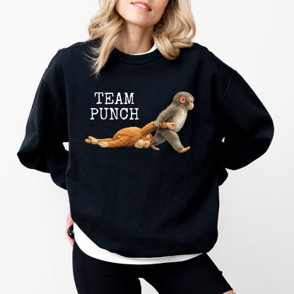 Team Punch Monkey Sweatshirt, Emotional Animal Graphic Crewneck