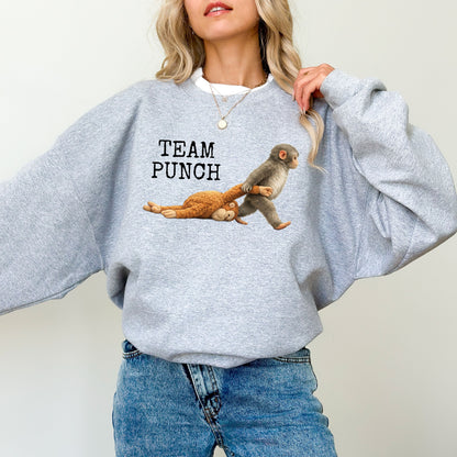 Team Punch Monkey Sweatshirt, Emotional Animal Graphic Crewneck