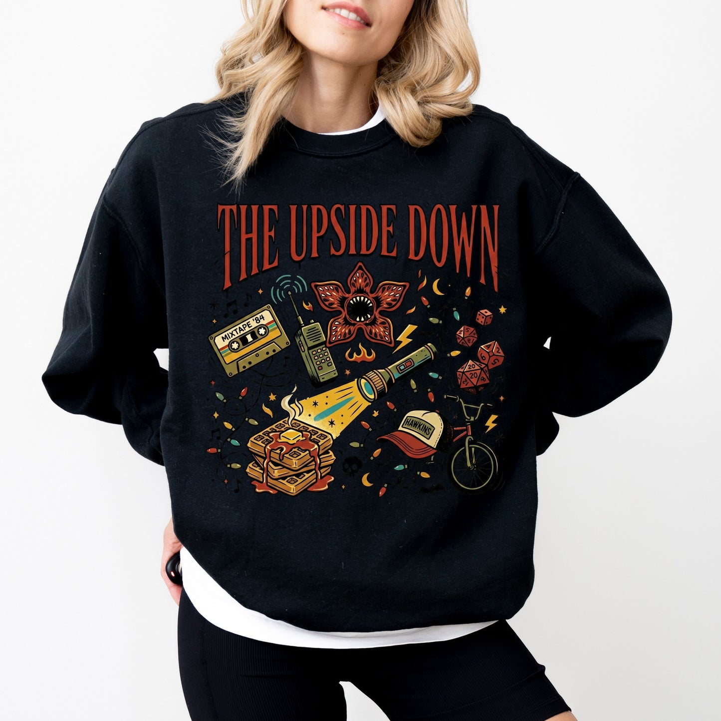 The Upside Down Mixtape '84 Stranger Things Sweatshirt, Retro Graphic Hawkins Fan Pullover