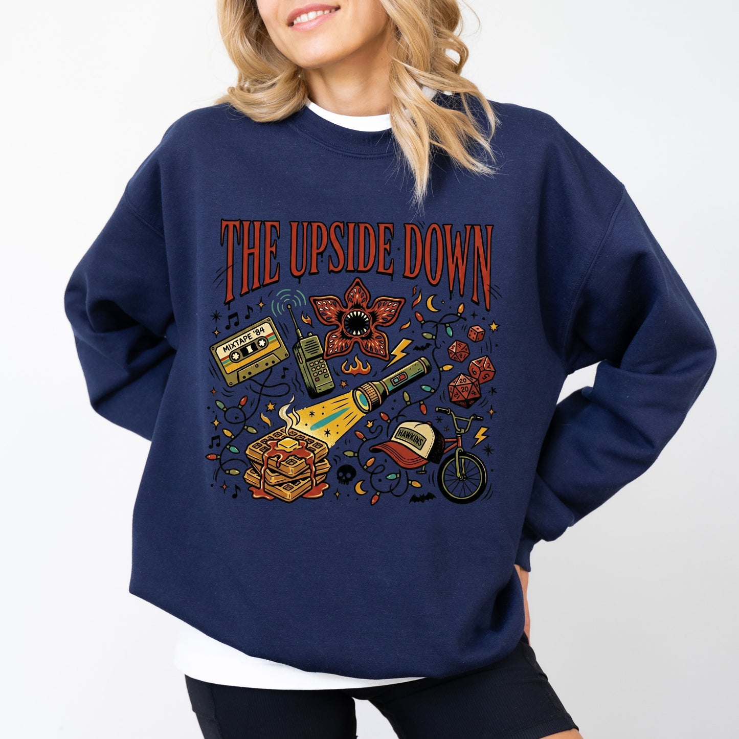 The Upside Down Mixtape '84 Stranger Things Sweatshirt, Retro Graphic Hawkins Fan Pullover