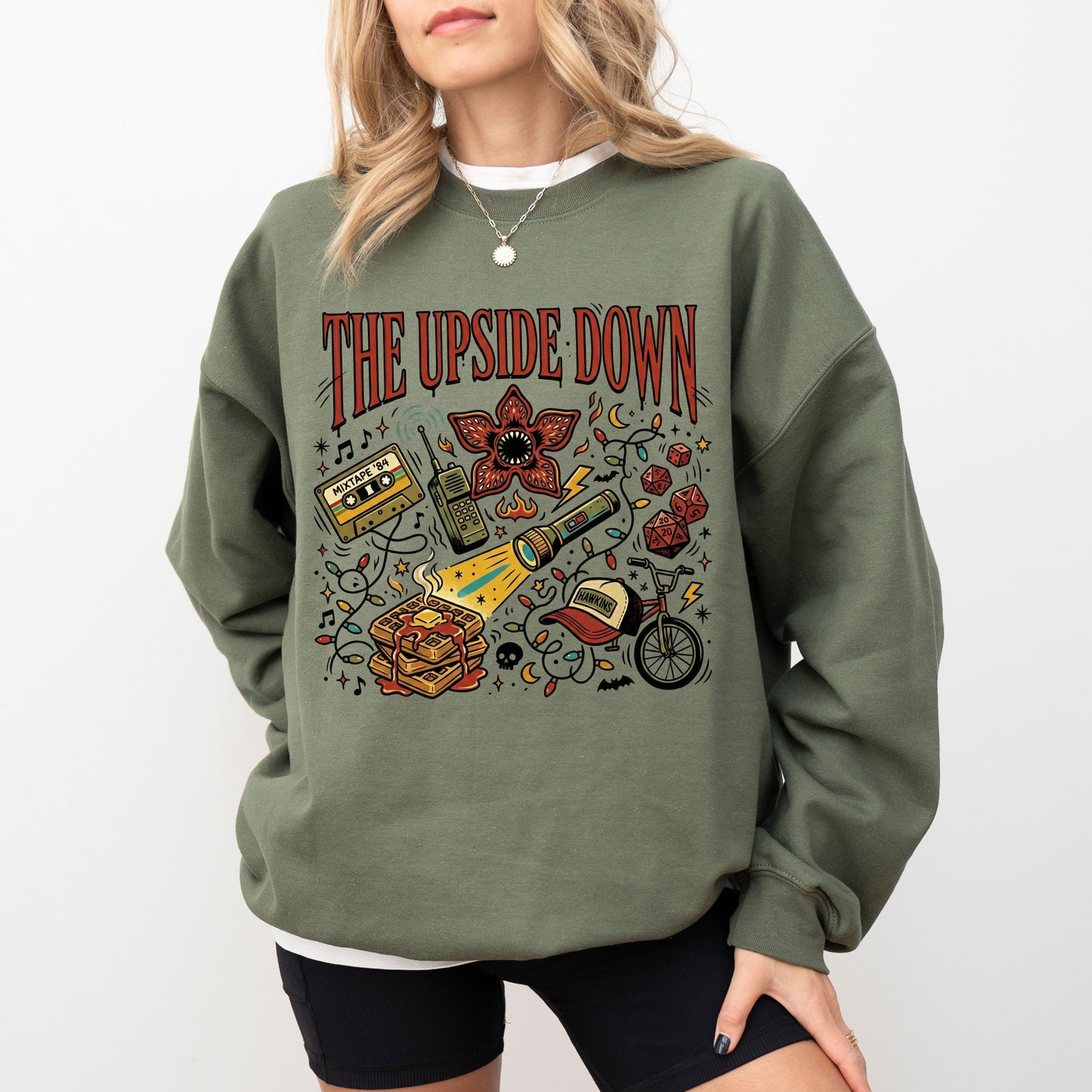 The Upside Down Mixtape '84 Stranger Things Sweatshirt, Retro Graphic Hawkins Fan Pullover