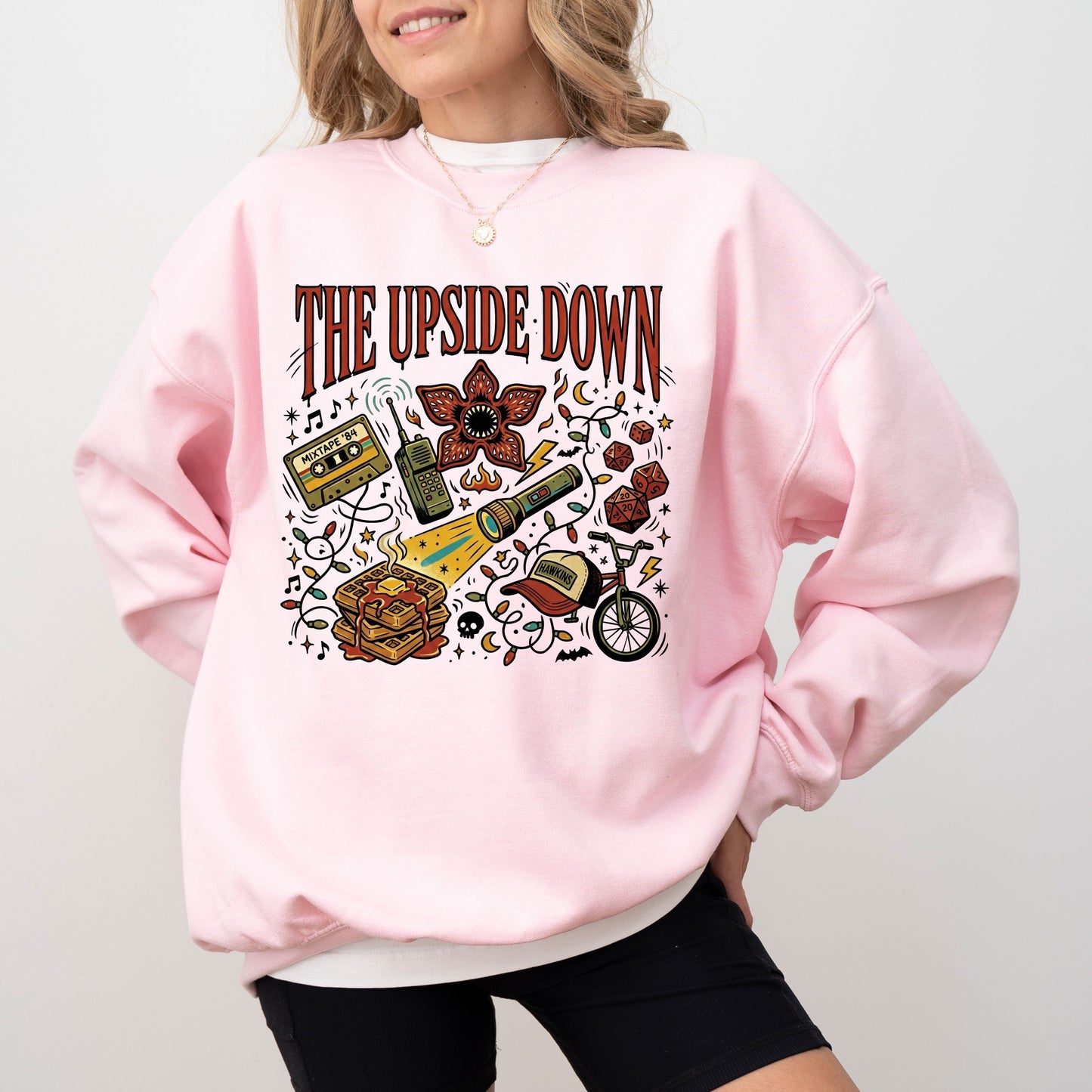 The Upside Down Mixtape '84 Stranger Things Sweatshirt, Retro Graphic Hawkins Fan Pullover