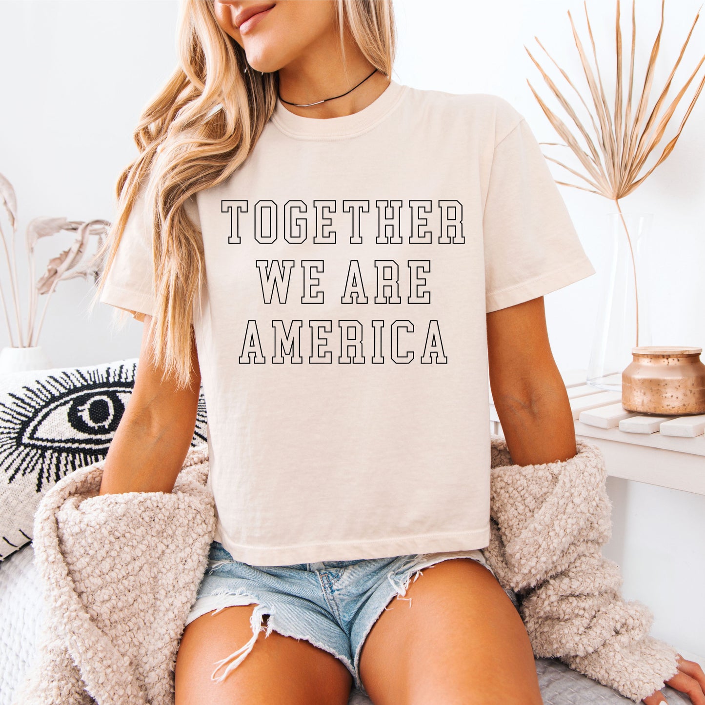 Together We Are America Minimal Graphic Crop Tee