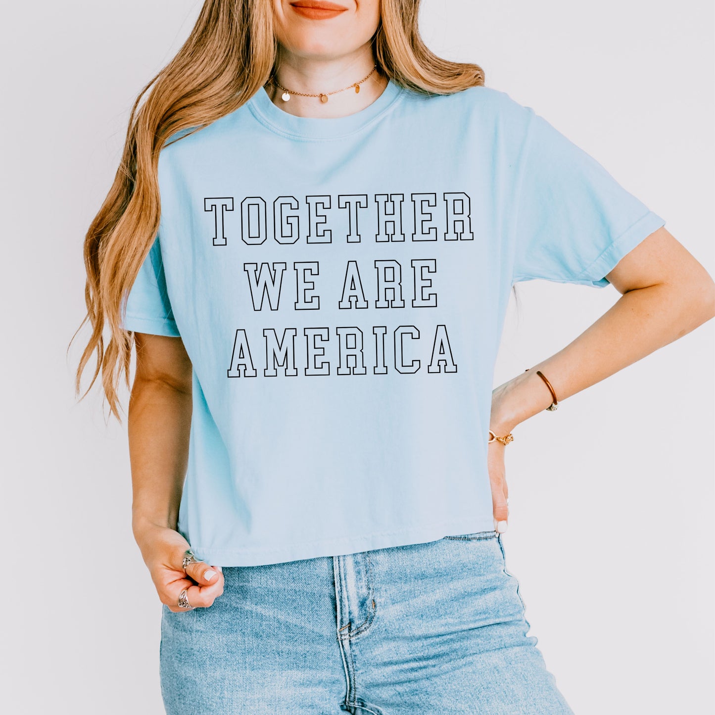 Together We Are America Minimal Graphic Crop Tee