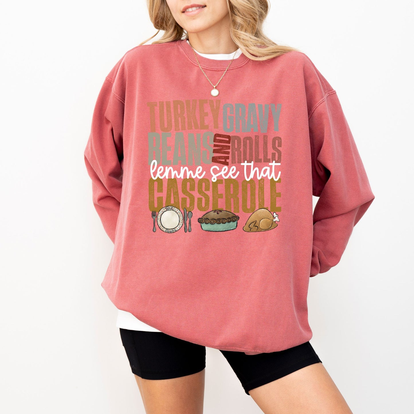 Turkey Gravy Beans And Rolls Casserole Sweatshirt – Funny Thanksgiving Comfort Colors® Pullover