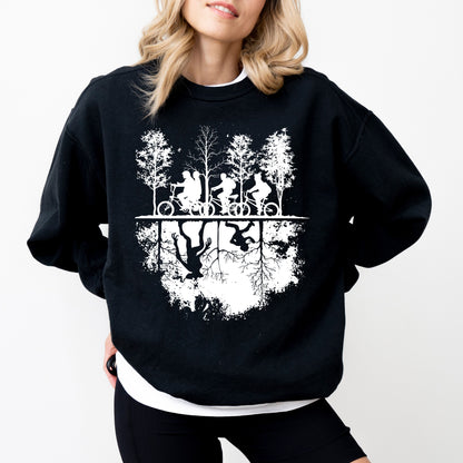 Upside Down Hawkins Sweatshirt, Stranger Things Inspired Graphic Crewneck, Retro Sci-Fi Fan Sweatshirt