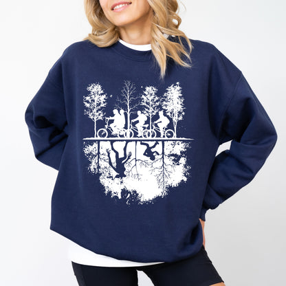 Upside Down Hawkins Sweatshirt, Stranger Things Inspired Graphic Crewneck, Retro Sci-Fi Fan Sweatshirt