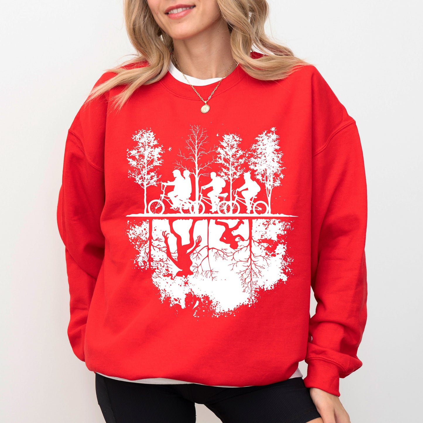 Upside Down Hawkins Sweatshirt, Stranger Things Inspired Graphic Crewneck, Retro Sci-Fi Fan Sweatshirt