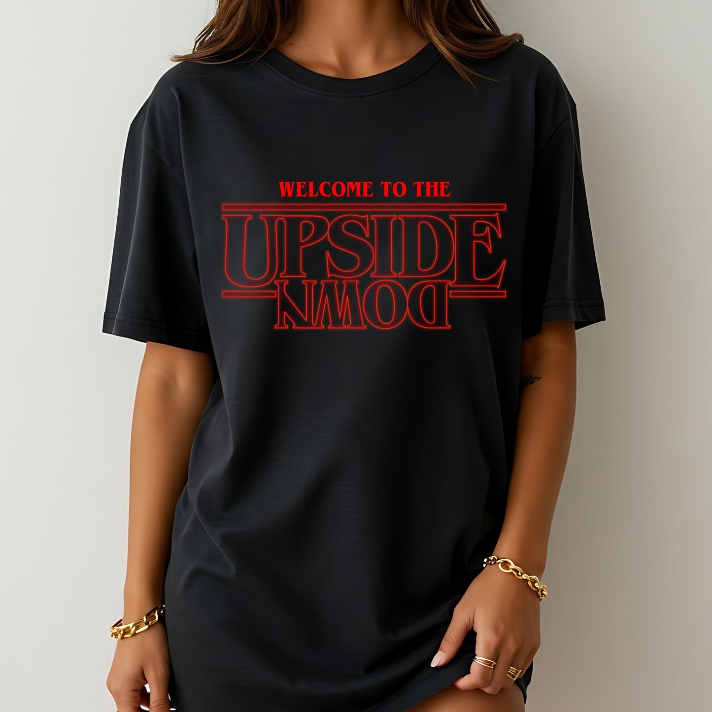 Welcome to the Upside Down T-Shirt, Official Stranger Things Netflix Graphic Tee, Retro Fan Merch