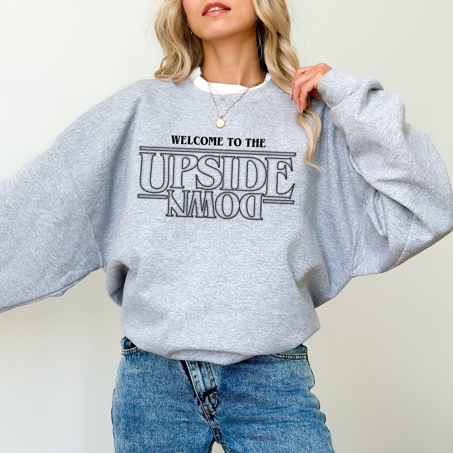 Welcome to the Upside Down Sweatshirt, Official Stranger Things Netflix Pullover, Retro Fan Merch
