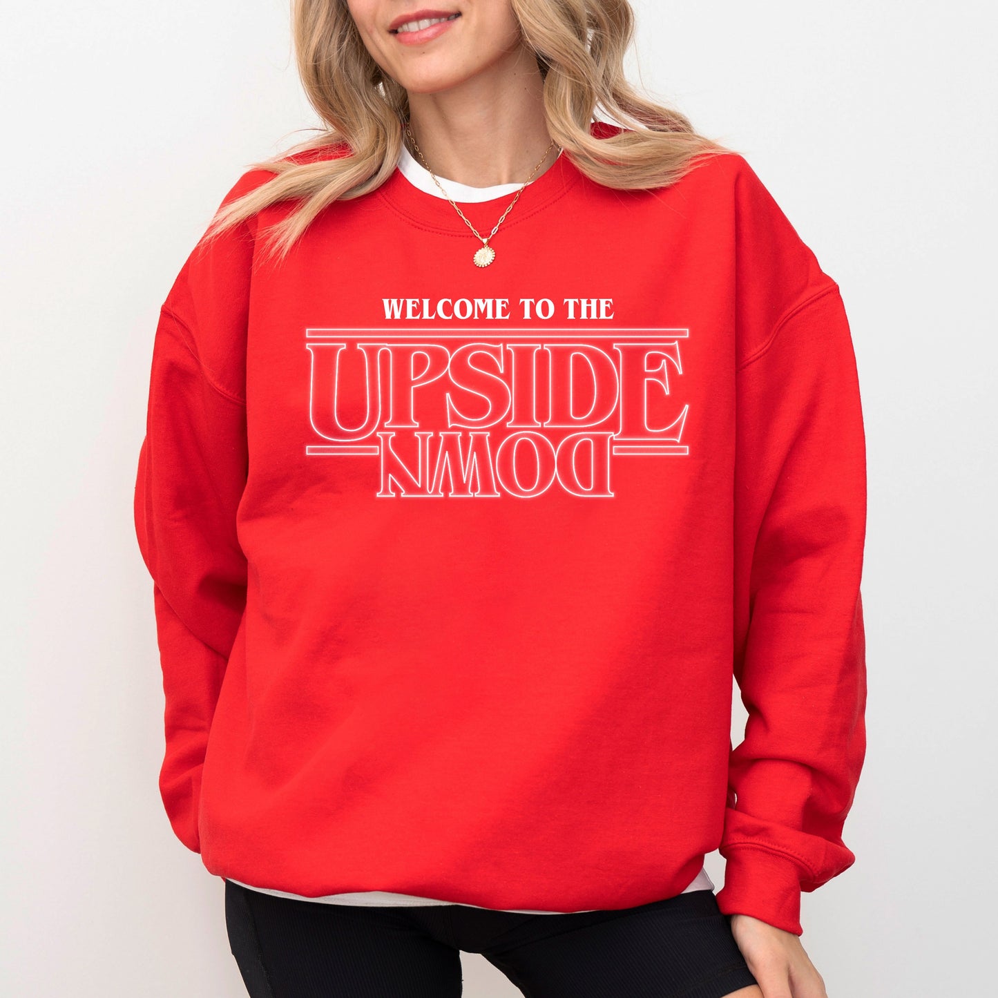 Welcome to the Upside Down Sweatshirt, Official Stranger Things Netflix Pullover, Retro Fan Merch