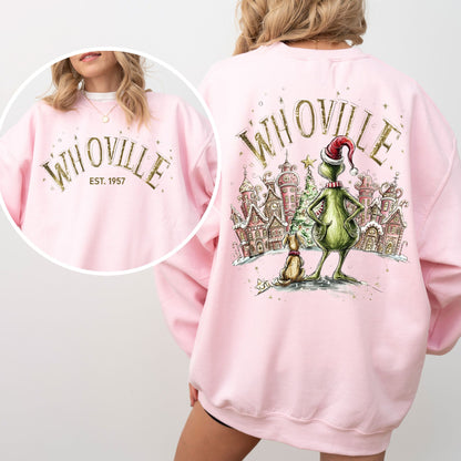 Whoville Christmas Village Sweatshirt – Festive Holiday Graphic Crewneck