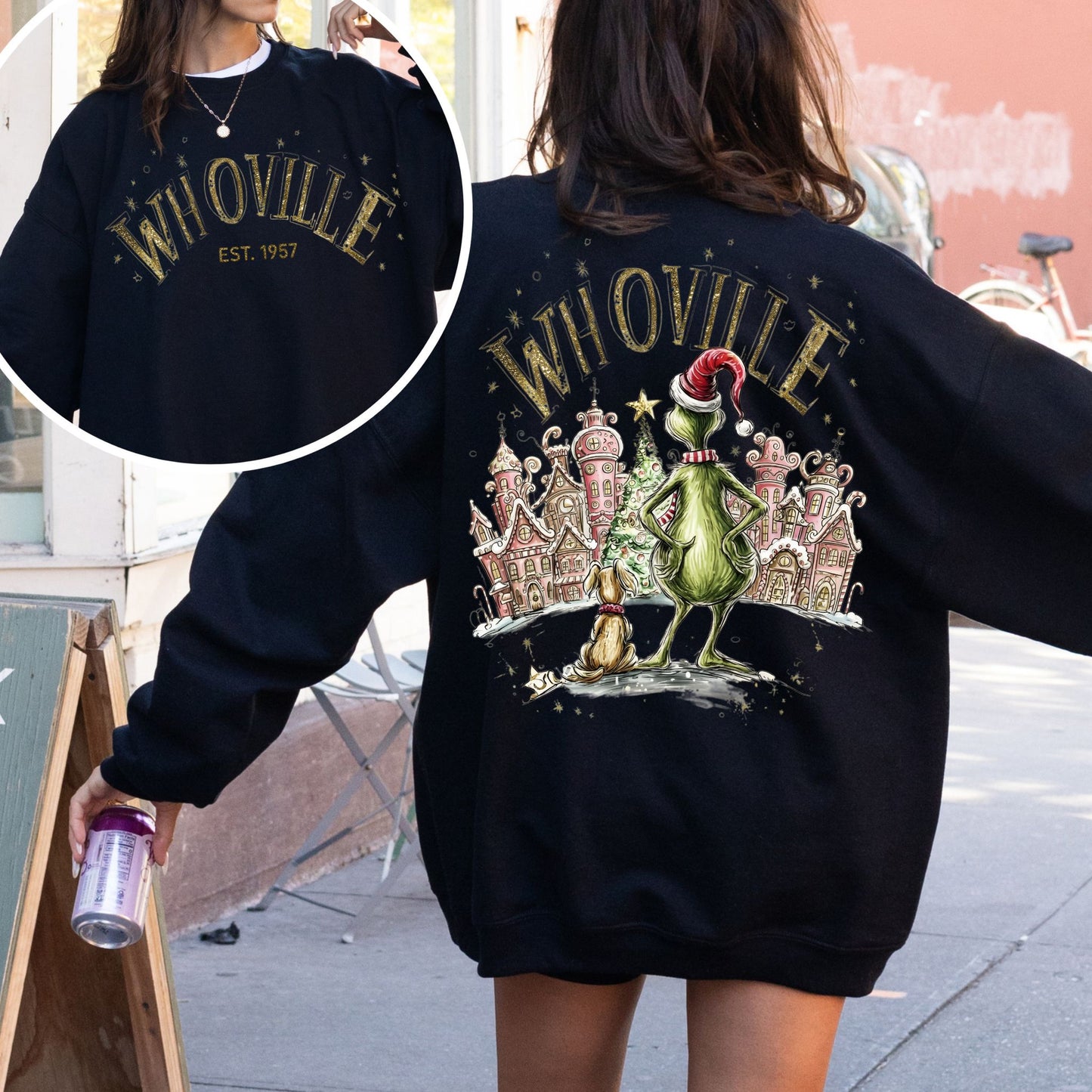 Whoville Christmas Village Sweatshirt – Festive Holiday Graphic Crewneck