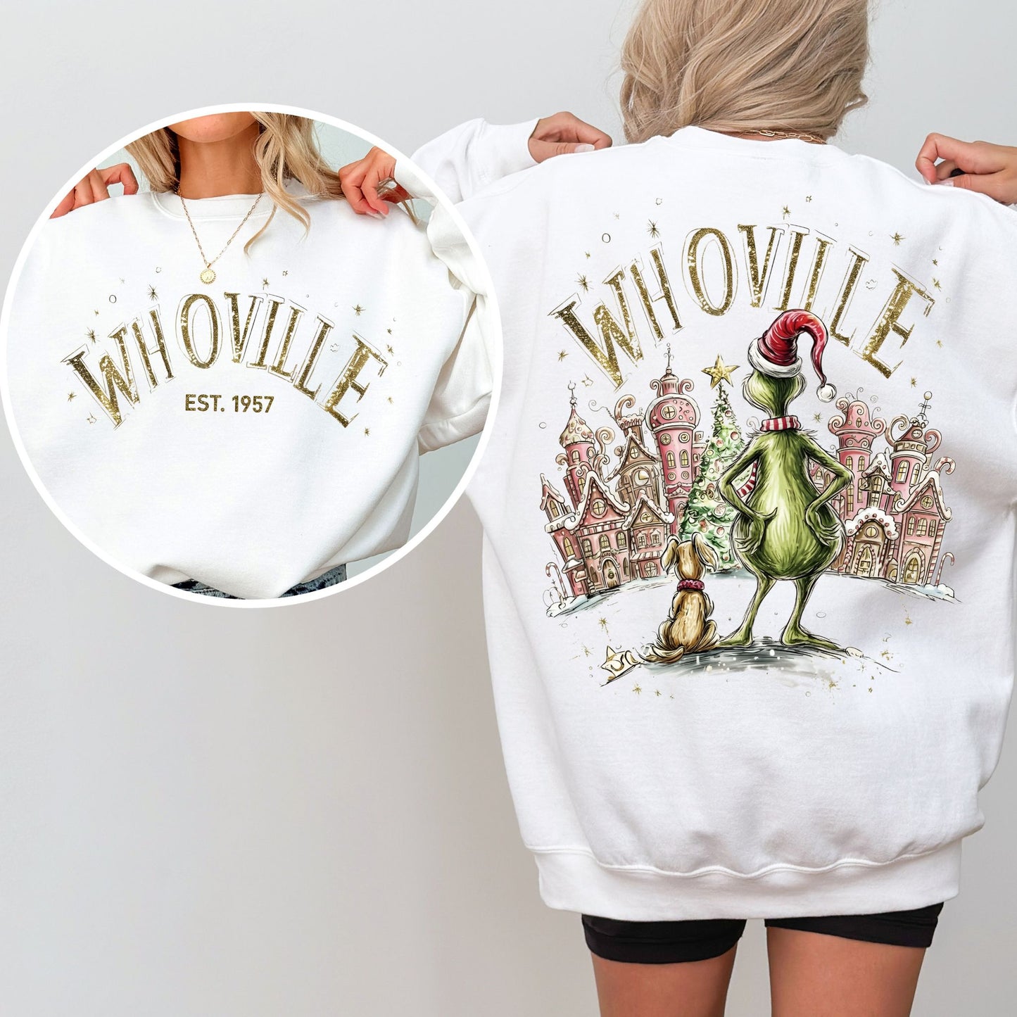 Whoville Christmas Village Sweatshirt – Festive Holiday Graphic Crewneck