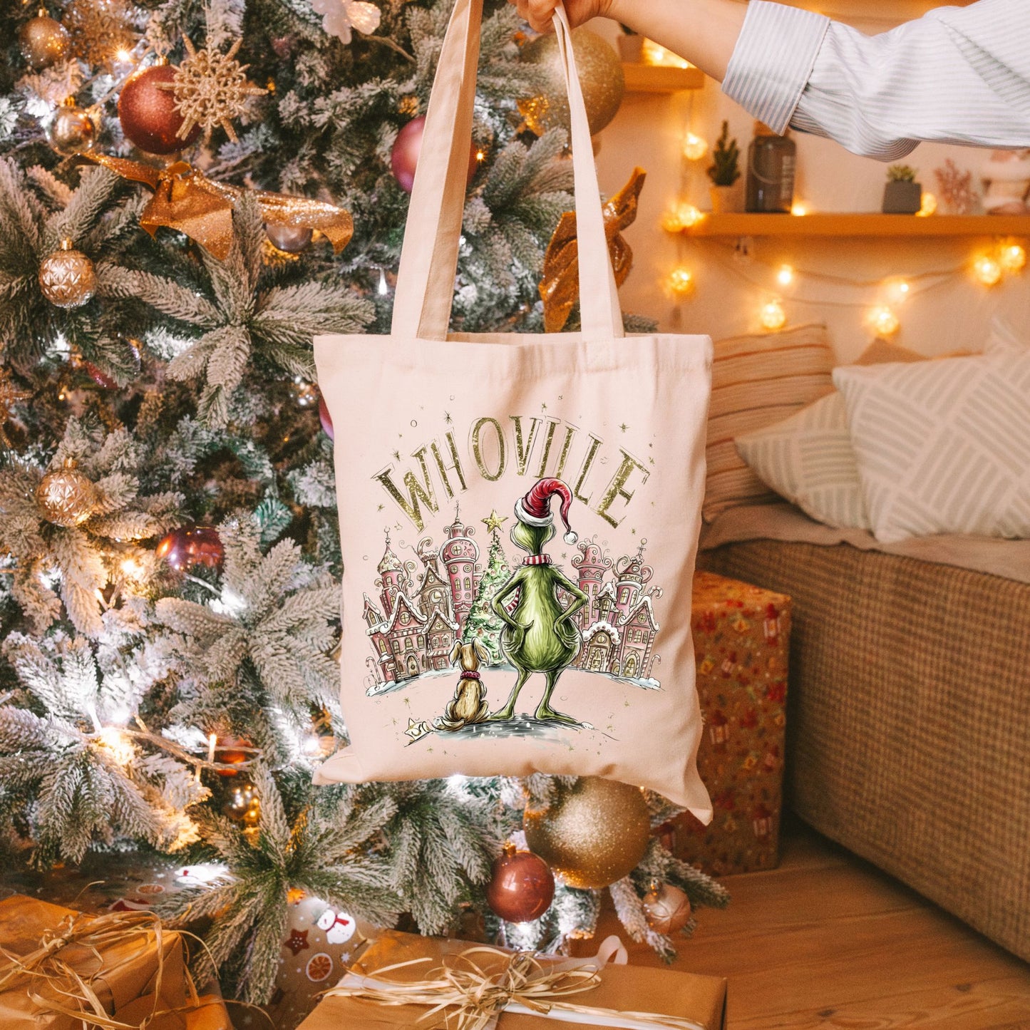 Whoville Christmas Tote Bag – Holiday Village Graphic Bag