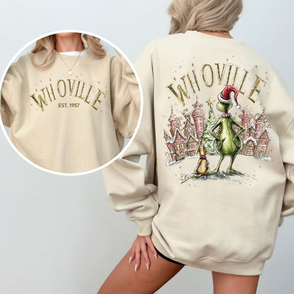 Whoville Christmas Village Sweatshirt – Festive Holiday Graphic Crewneck