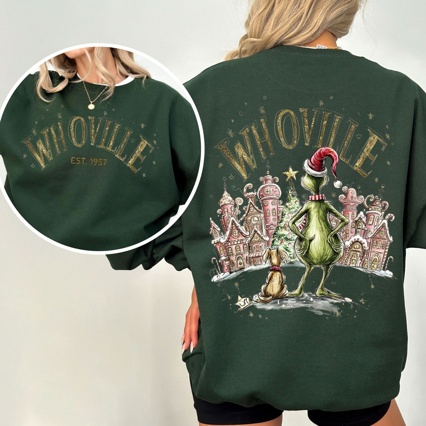 Whoville Christmas Village Sweatshirt – Festive Holiday Graphic Crewneck