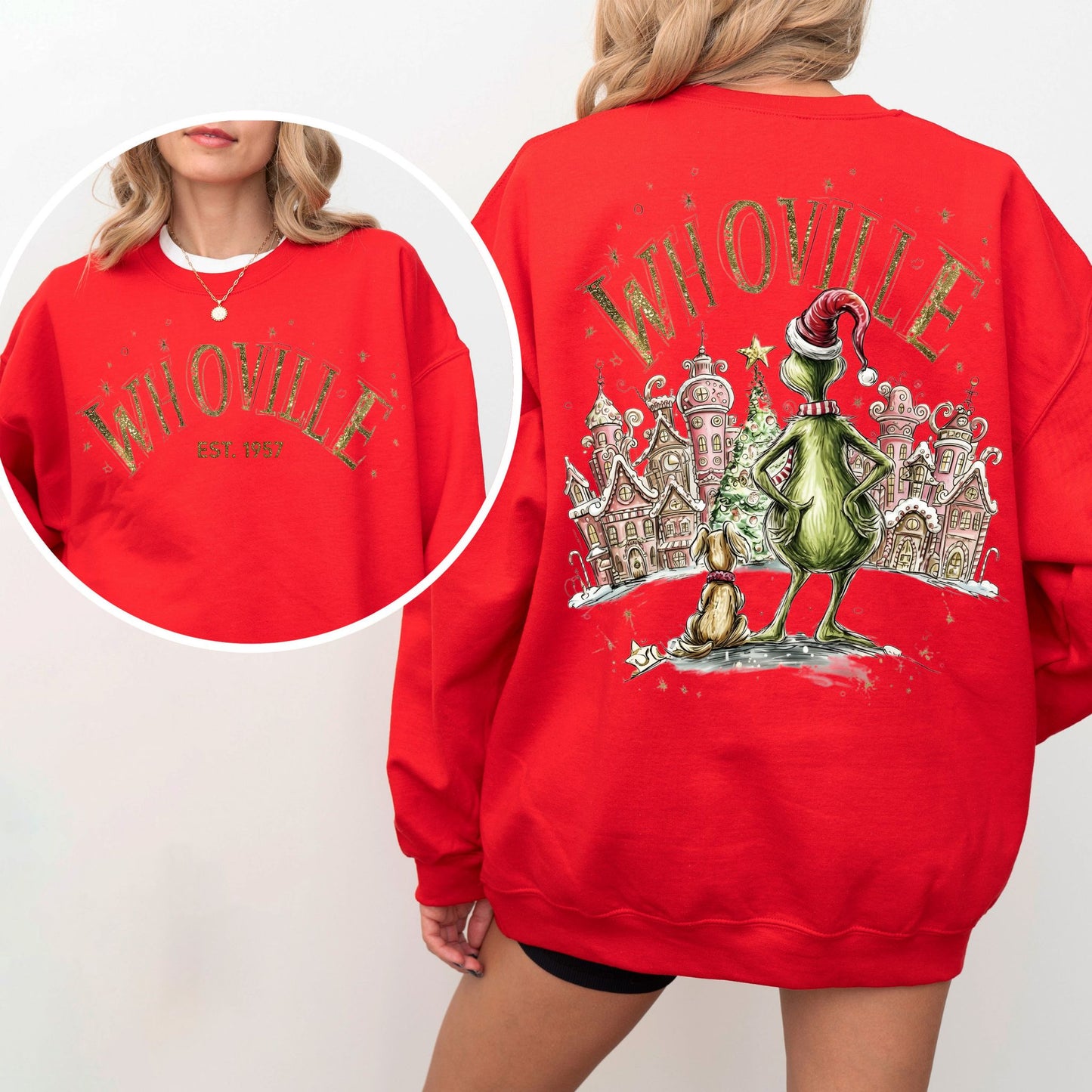 Whoville Christmas Village Sweatshirt – Festive Holiday Graphic Crewneck